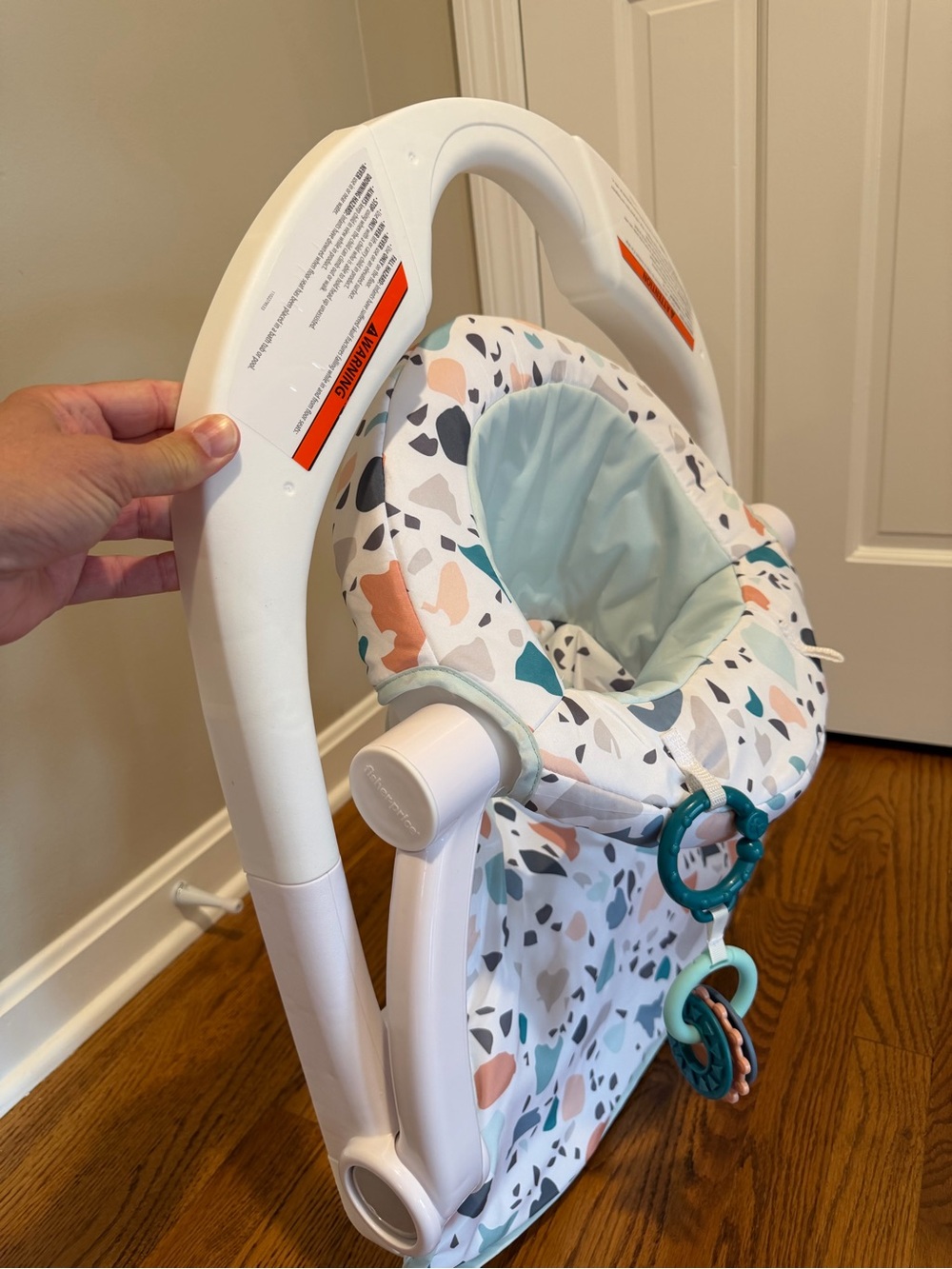 Fisher-Price Multi-Color Terrazzo Pattern Baby Seat with Teether Rings - Picture 5 of 6